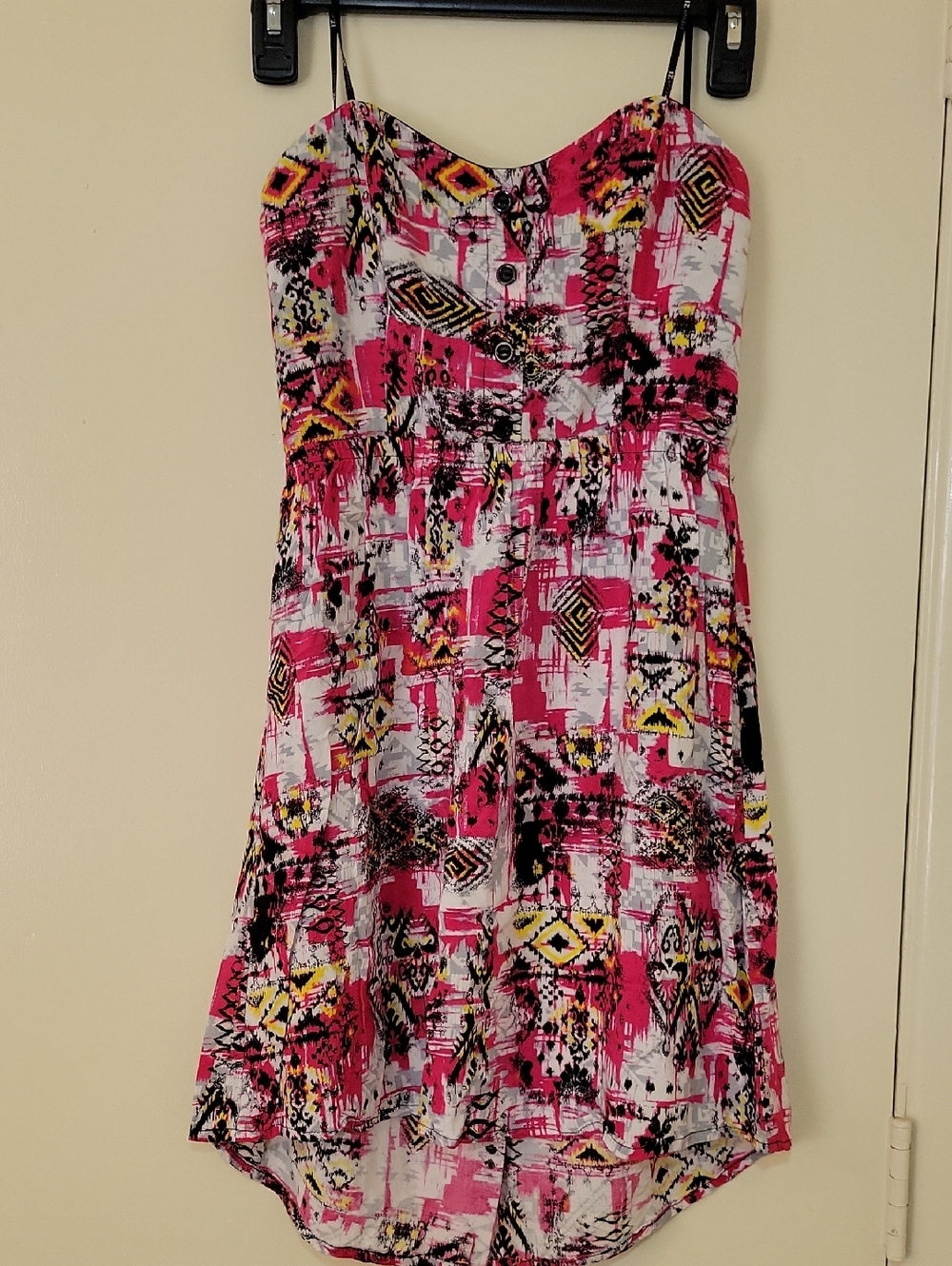 Forever 21 Strapless Pink Multi-Color Tribal Print Dress